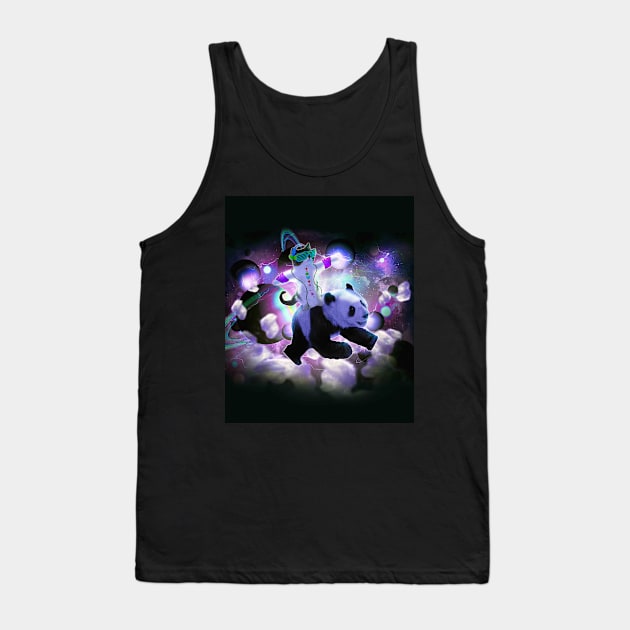 Rave Space Cat Riding Panda Tank Top by Random Galaxy